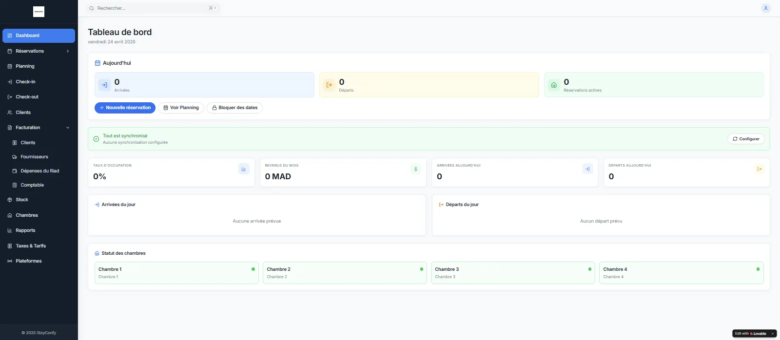 StayConfy dashboard